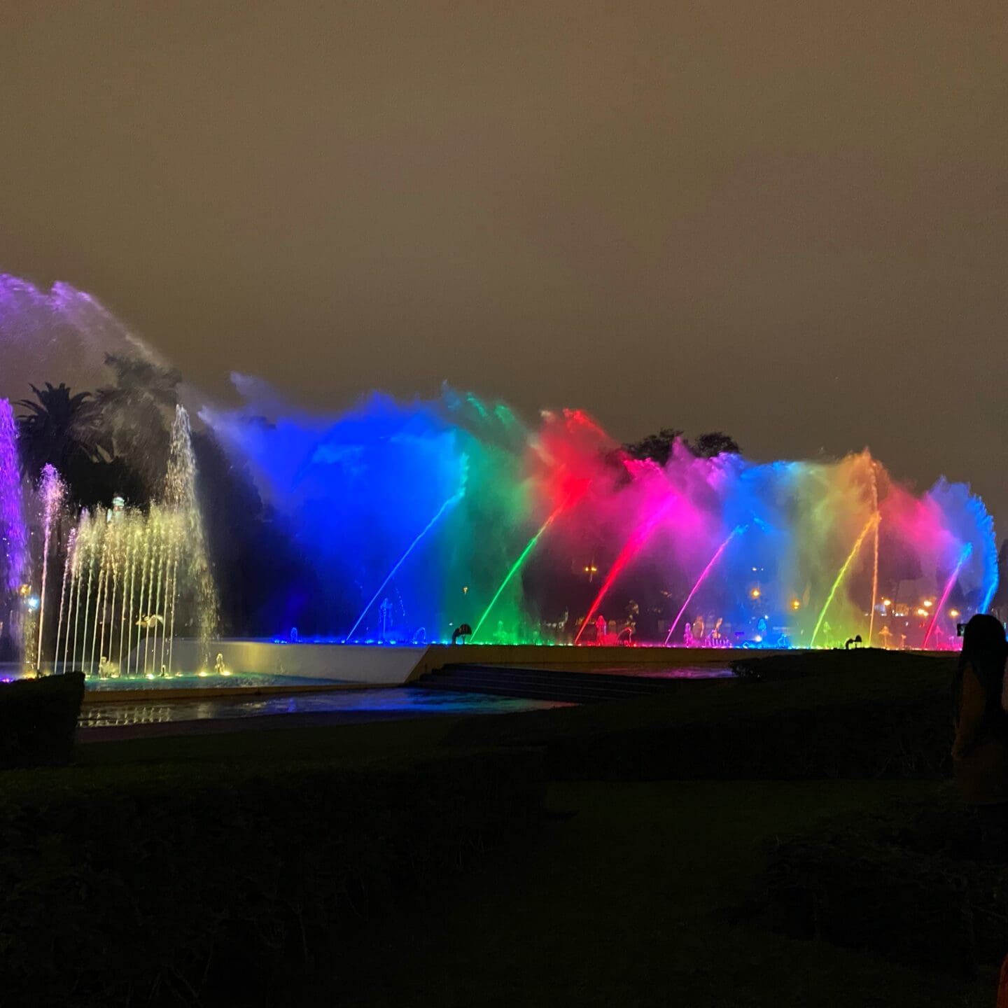 Colourful fountains in Lima