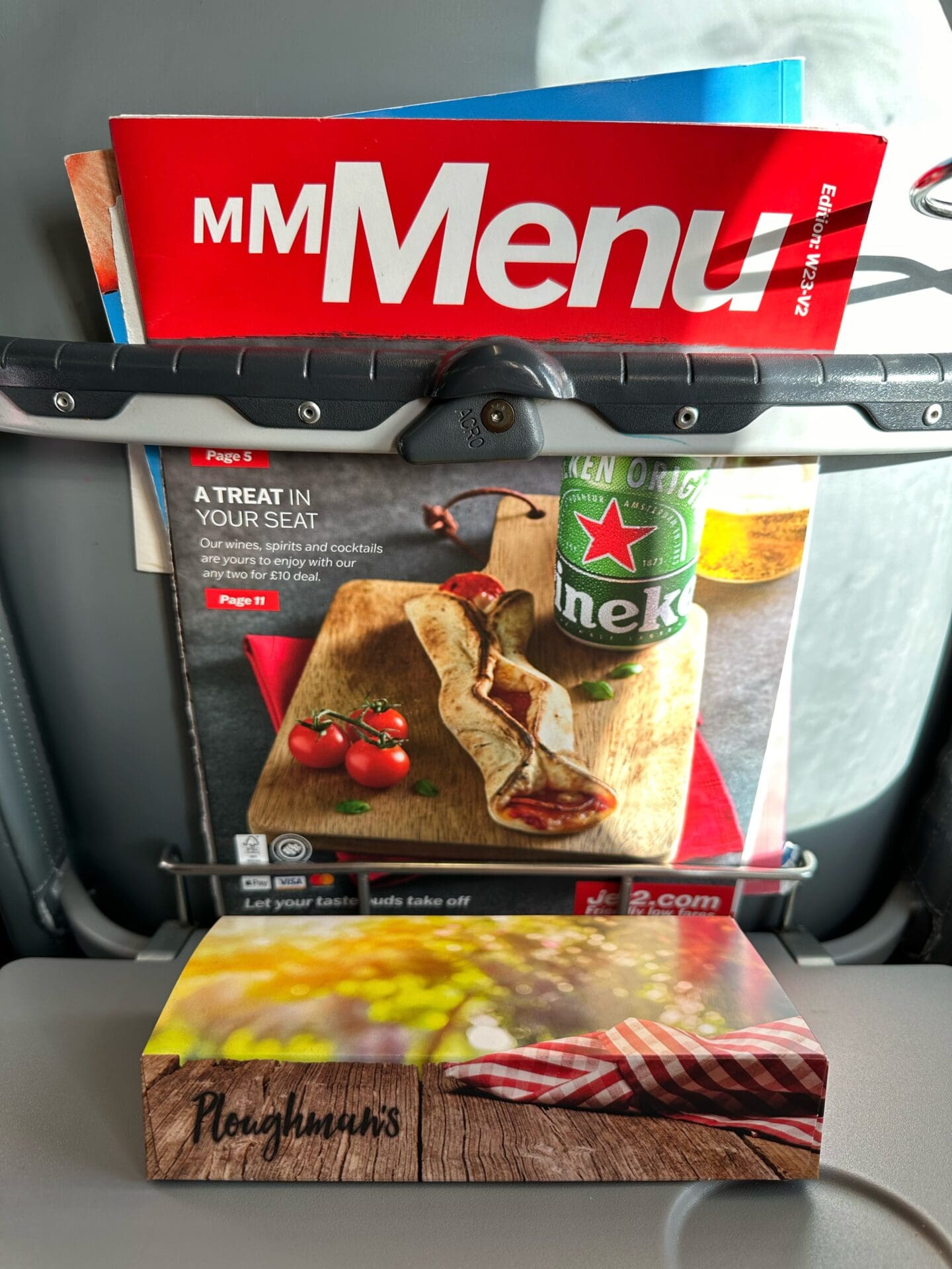 Menu and food on Jet2 plane