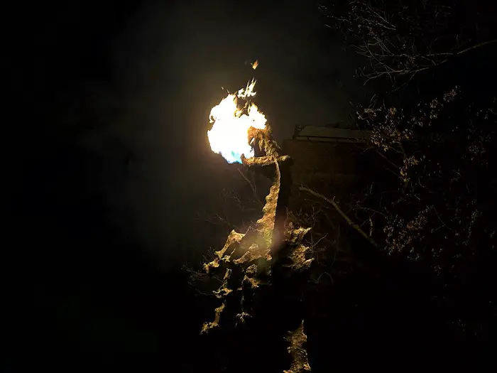 Wawel dragon at night fire